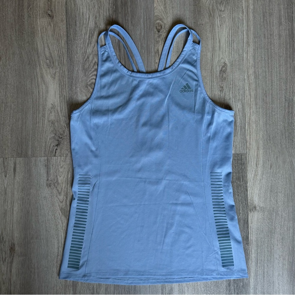 adidas Women’s Rise Up N Run tank top in sky blue